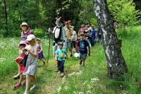 Der Gestiefelte Kater mit einer Wander­gruppe im Unterharzer Märchen­wald