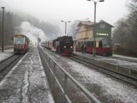 Ankunft von Dampfzug 8920 (Nordhausen Nord – Brocken) im Bf Eisfelder Talmühle