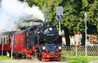 Seit etwa August 2014 sind an der Lok 99 6001 Nummernschilder mit Bahnnummer ohne Selbstkontrollziffer befestigt. Abfahrt im Bf Gernrode am 09.09.2014