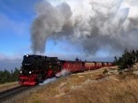 Regelzug der HSB mit Lok 99 7240 am Bahn­übergang Hirtenstieg (Wanderweg nach Ilsenburg) (2)