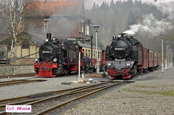 Loks 996102 und 996001 im Bf Alexisbad